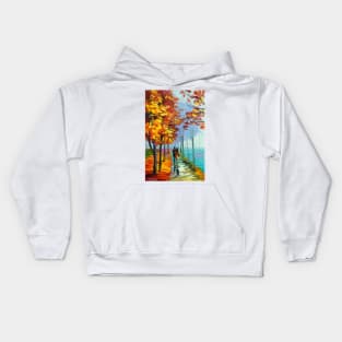 A walk in the autumn Park Kids Hoodie